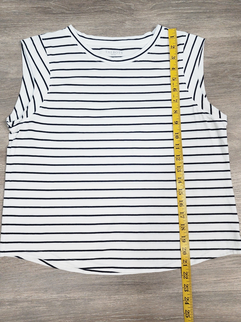 Talbots White and Navy Stripe Sleeveless Top Size LP